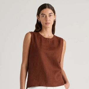 Quince linen sleeveless top/tank in chocolate